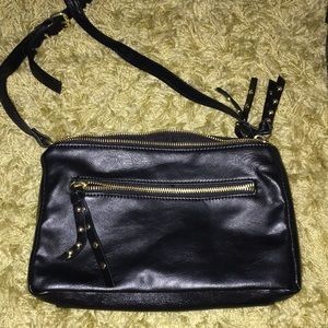 Leather black bag with gold studs